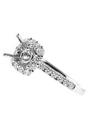 Diamond Square Halo Engagement Ring Semi Mount in 18kt White Gold