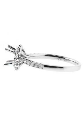 Diamond Square Halo Engagement Ring Semi Mount in 18kt White Gold
