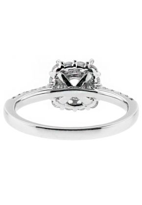 Diamond Square Halo Engagement Ring Semi Mount in 18kt White Gold