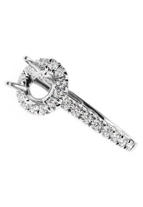 Diamond Round Halo Engagement Ring Semi Mount in 18kt White Gold