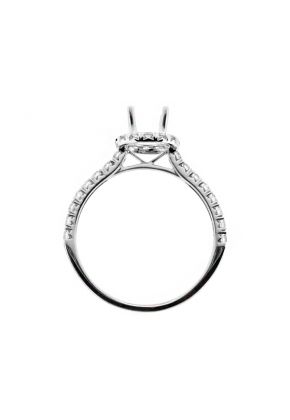 Diamond Round Halo Engagement Ring Semi Mount in 18kt White Gold