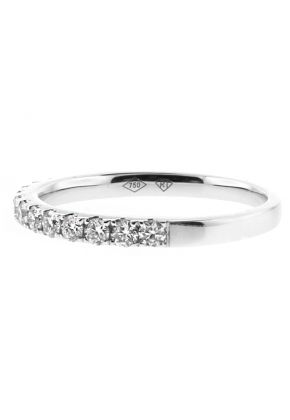14 Stone Single Row 2mm Wide Ladies Diamond Band Ring in 18kt White Gold