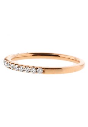 1.7mm Thin Single Row Diamond Ladies Wedding Band Ring in 18kt Rose Gold
