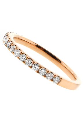 1.9mm Thin Single Row Diamond Ladies Wedding Band Ring in 18kt Rose Gold