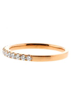 1.9mm Thin Single Row Diamond Ladies Wedding Band Ring in 18kt Rose Gold