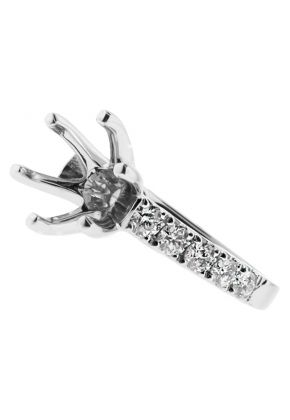 3mm Wide Single Row Diamond Engagement Ring Semi Mount in 18kt White Gold