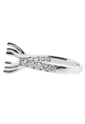 3mm Wide Single Row Diamond Engagement Ring Semi Mount in 18kt White Gold