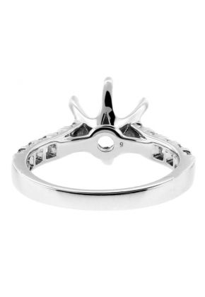 3mm Wide Single Row Diamond Engagement Ring Semi Mount in 18kt White Gold