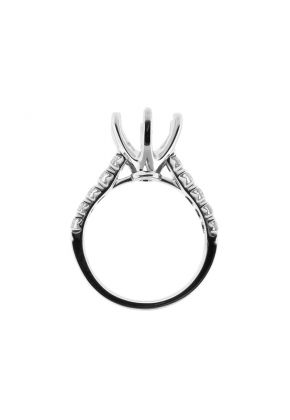 3mm Wide Single Row Diamond Engagement Ring Semi Mount in 18kt White Gold