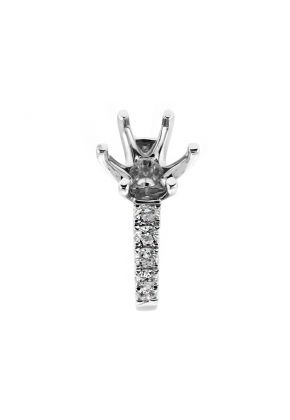 3mm Wide Single Row Diamond Engagement Ring Semi Mount in 18kt White Gold