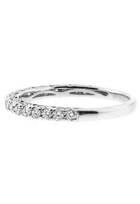2mm Wide, Scallop Side Design Ladies Diamond Wedding Band Ring in 18kt White Gold