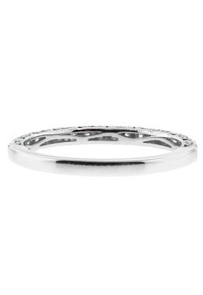 2mm Wide, Scallop Side Design Ladies Diamond Wedding Band Ring in 18kt White Gold
