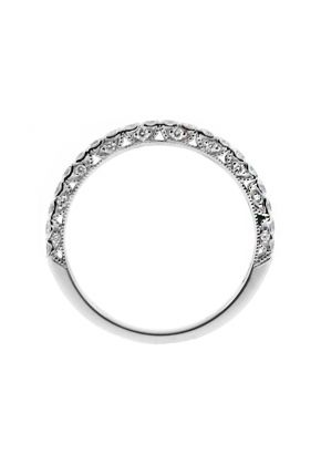 2mm Wide, Scallop Side Design Ladies Diamond Wedding Band Ring in 18kt White Gold