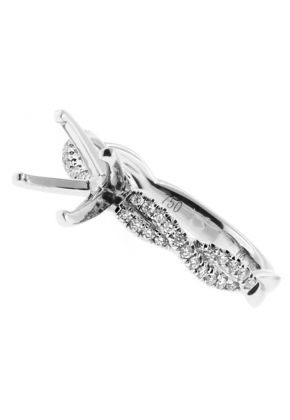 3.1mm Shank, Two Row Twist Diamond Engagement Ring Semi Mount in 18kt White Gold