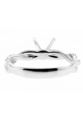 3.1mm Shank, Two Row Twist Diamond Engagement Ring Semi Mount in 18kt White Gold