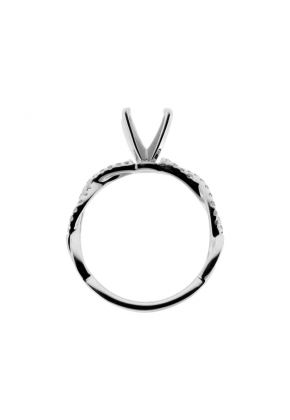3.1mm Shank, Two Row Twist Diamond Engagement Ring Semi Mount in 18kt White Gold