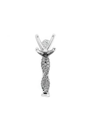 3.1mm Shank, Two Row Twist Diamond Engagement Ring Semi Mount in 18kt White Gold