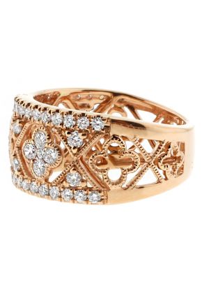 10.1mm Center Clover Design Bordered with Rows of Diamonds in 18kt Rose Gold
