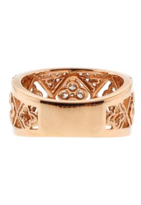 10.1mm Center Clover Design Bordered with Rows of Diamonds in 18kt Rose Gold