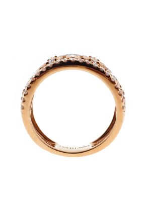 10.1mm Center Clover Design Bordered with Rows of Diamonds in 18kt Rose Gold