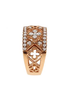 10.1mm Center Clover Design Bordered with Rows of Diamonds in 18kt Rose Gold