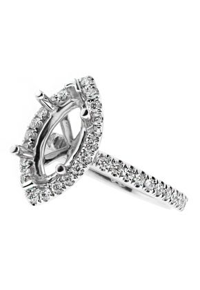 Marquise Halo Diamond Engagement Ring Semi Mount in 19kt White Gold