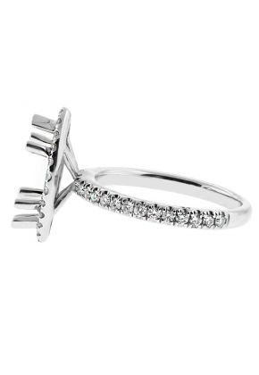 Marquise Halo Diamond Engagement Ring Semi Mount in 19kt White Gold