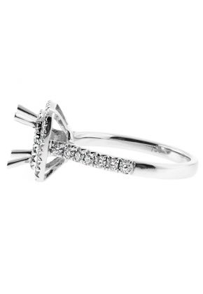 Square Double Row Halo, Two Row Shank in 18kt White Gold