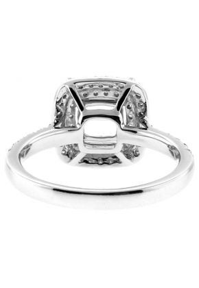 Square Double Row Halo, Two Row Shank in 18kt White Gold
