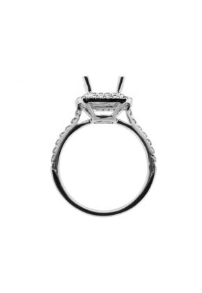 Square Double Row Halo, Two Row Shank in 18kt White Gold