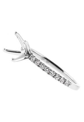 Thin 1.7mm Single Row Diamond Engagement Ring Semi Mount in 18kt White Gold