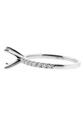 Thin 1.7mm Single Row Diamond Engagement Ring Semi Mount in 18kt White Gold