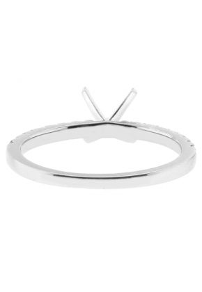 Thin 1.7mm Single Row Diamond Engagement Ring Semi Mount in 18kt White Gold