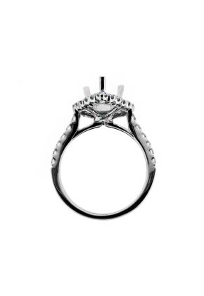 Double Halo Pear Shape Single Row Engagement Ring Semi Mount in 18kt White Gold