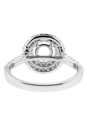 Round Halo Diamond Engagement Ring Semi Mount in 18kt White Gold