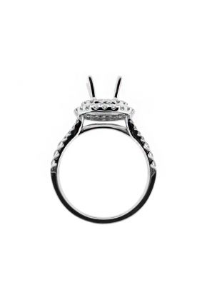 Round Halo Diamond Engagement Ring Semi Mount in 18kt White GoldRound Halo Diamond Engagement Ring Semi Mount in 18kt White Gold