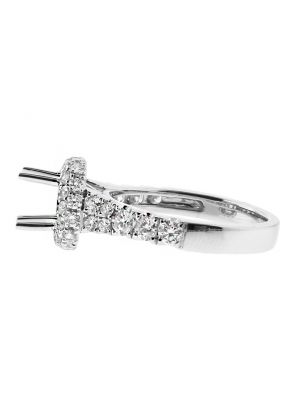 Cushion Halo, Graduating Shank Diamond Engagement Ring Semi Mount in 18kt White Gold