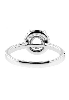 Circle Halo, Diamond Shank, Diamond Engagement Ring Semi Mount in 18kt White Gold