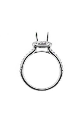 Circle Halo, Diamond Shank, Diamond Engagement Ring Semi Mount in 18kt White Gold