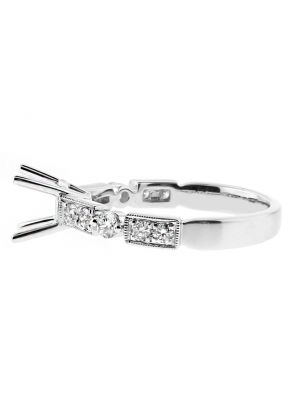 Circle Halo, Diamond Shank, Diamond Engagement Ring Semi Mount in 18kt White Gold