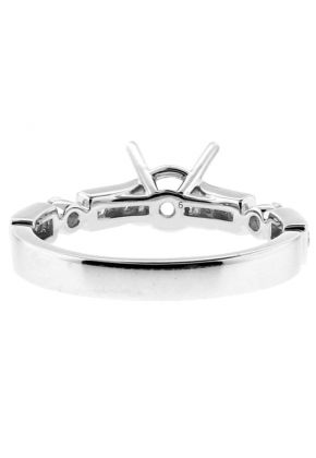 Circle Halo, Diamond Shank, Diamond Engagement Ring Semi Mount in 18kt White Gold