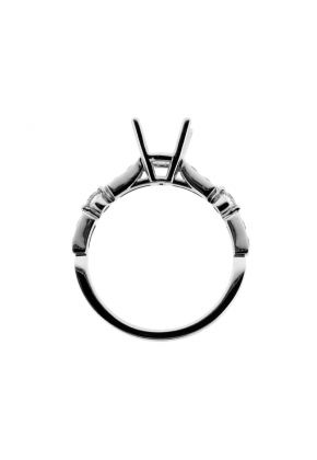 Circle Halo, Diamond Shank, Diamond Engagement Ring Semi Mount in 18kt White Gold