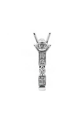 Circle Halo, Diamond Shank, Diamond Engagement Ring Semi Mount in 18kt White Gold