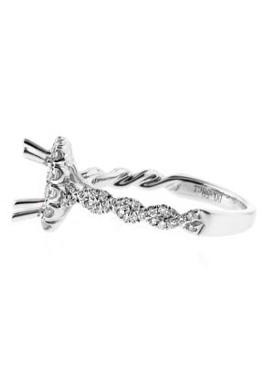 Cushion Halo with Twist Design Shank Diamond Engagement Ring Semi Mount in 18kt White Gold