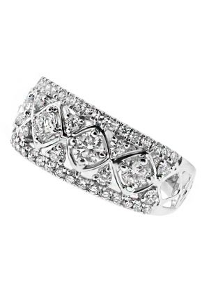 8.6mm Wide Ladies Diamond Fashion Right Hand Ring in 18kt White Gold