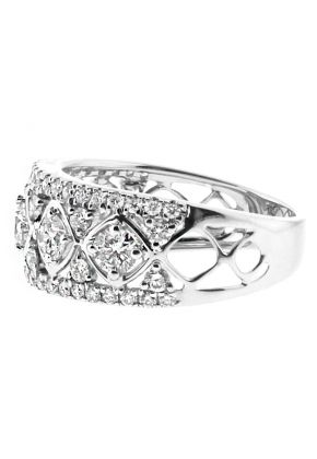 8.6mm Wide Ladies Diamond Fashion Right Hand Ring in 18kt White Gold