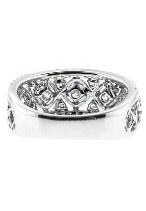 8.6mm Wide Ladies Diamond Fashion Right Hand Ring in 18kt White Gold