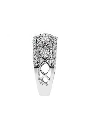 8.6mm Wide Ladies Diamond Fashion Right Hand Ring in 18kt White Gold