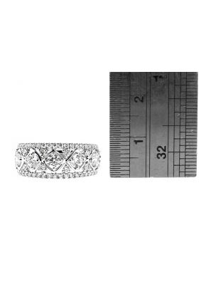 8.6mm Wide Ladies Diamond Fashion Right Hand Ring in 18kt White Gold