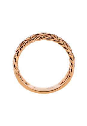 8.9mm Wide, Rope and Open work Design Ladies Diamond Ring in 18kt Rose Gold